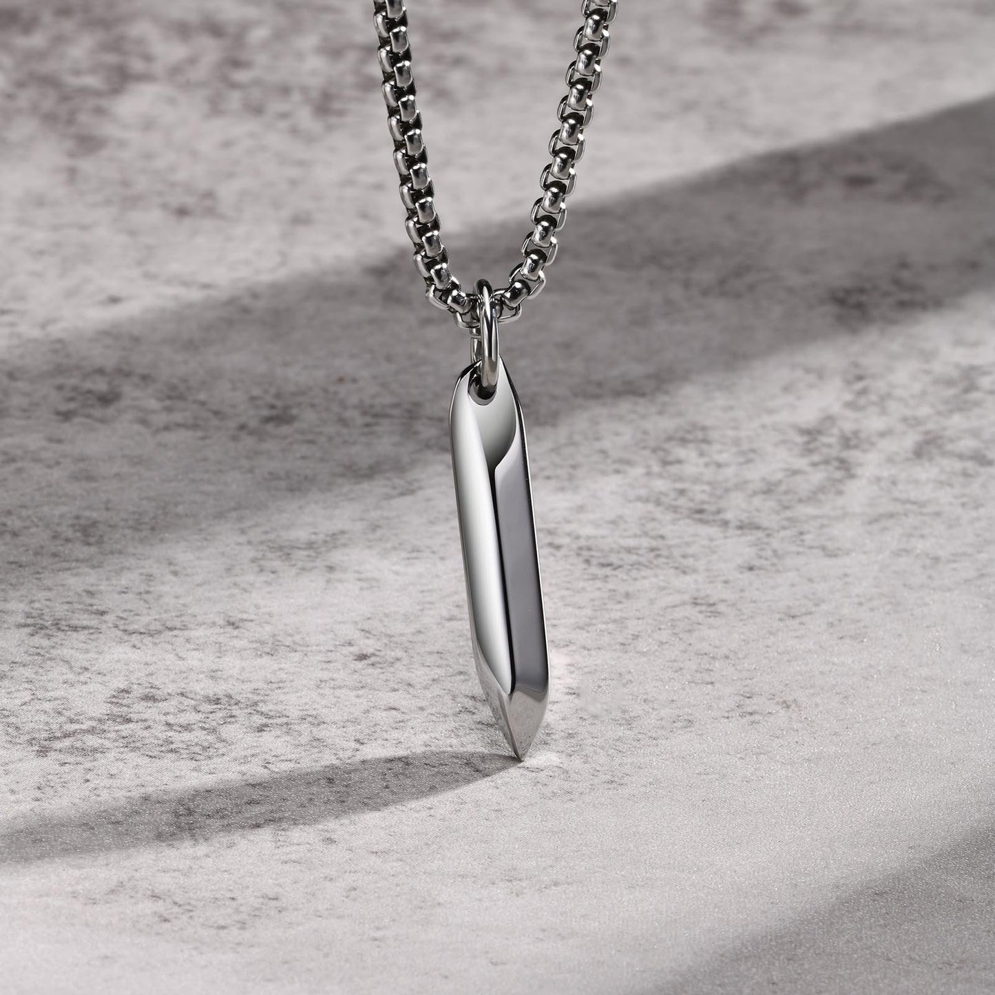 Stainless Steel Pointed 6-Sided Nail Pendant Men's Necklace