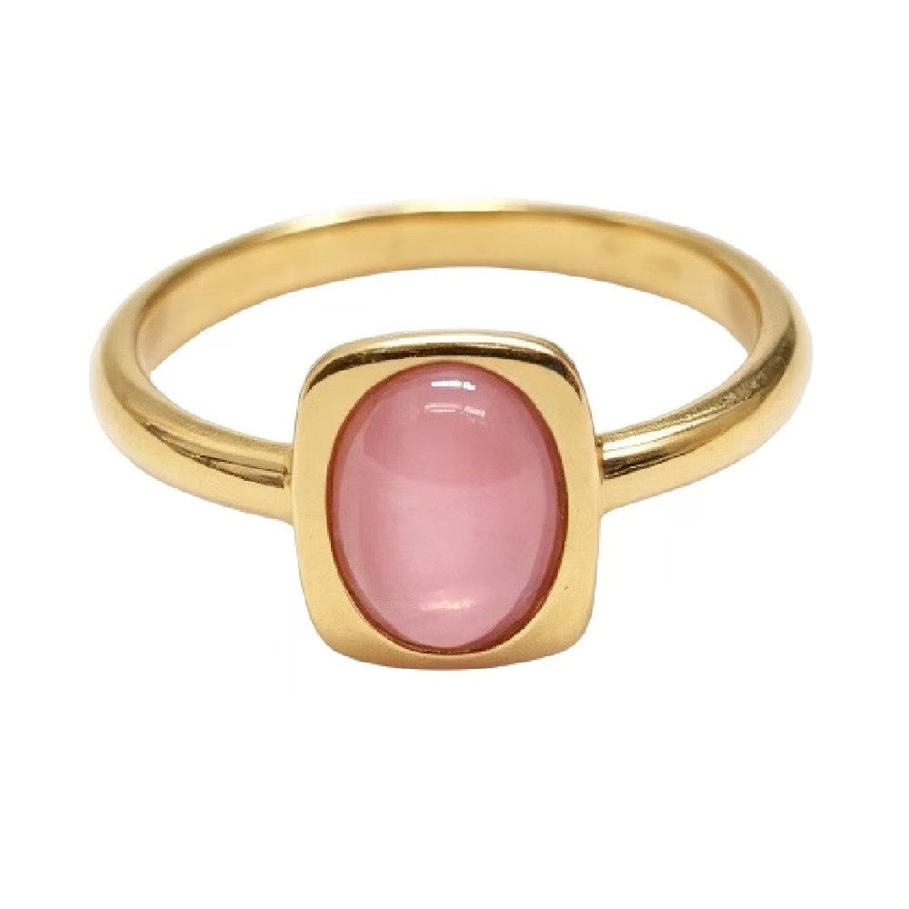 Colored Stone Titanium Steel Ring