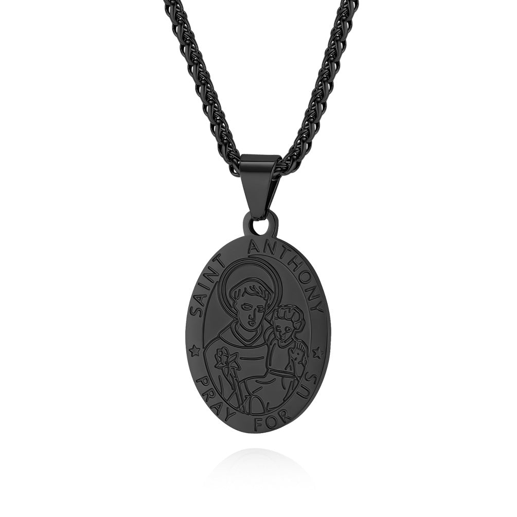 Patron Saint Necklace For Men Durable Titanium Steel Planderful Versatile Cultural Pendant