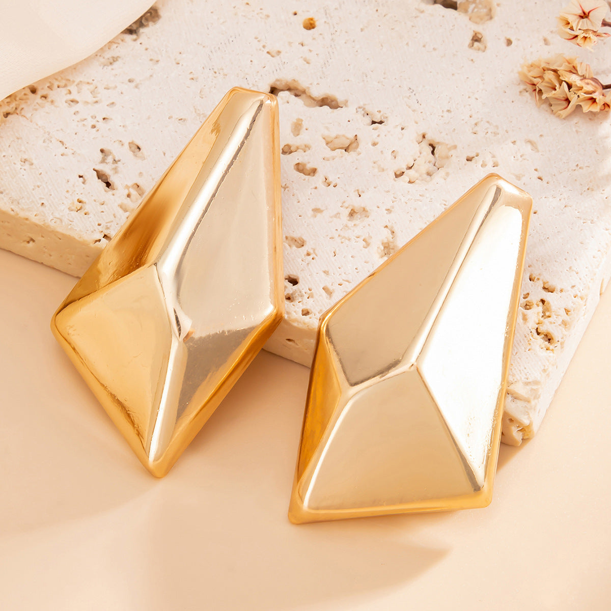 Planderful Vienna Verve Geometric Pleated Stud Earrings For Women Statement Jewelry