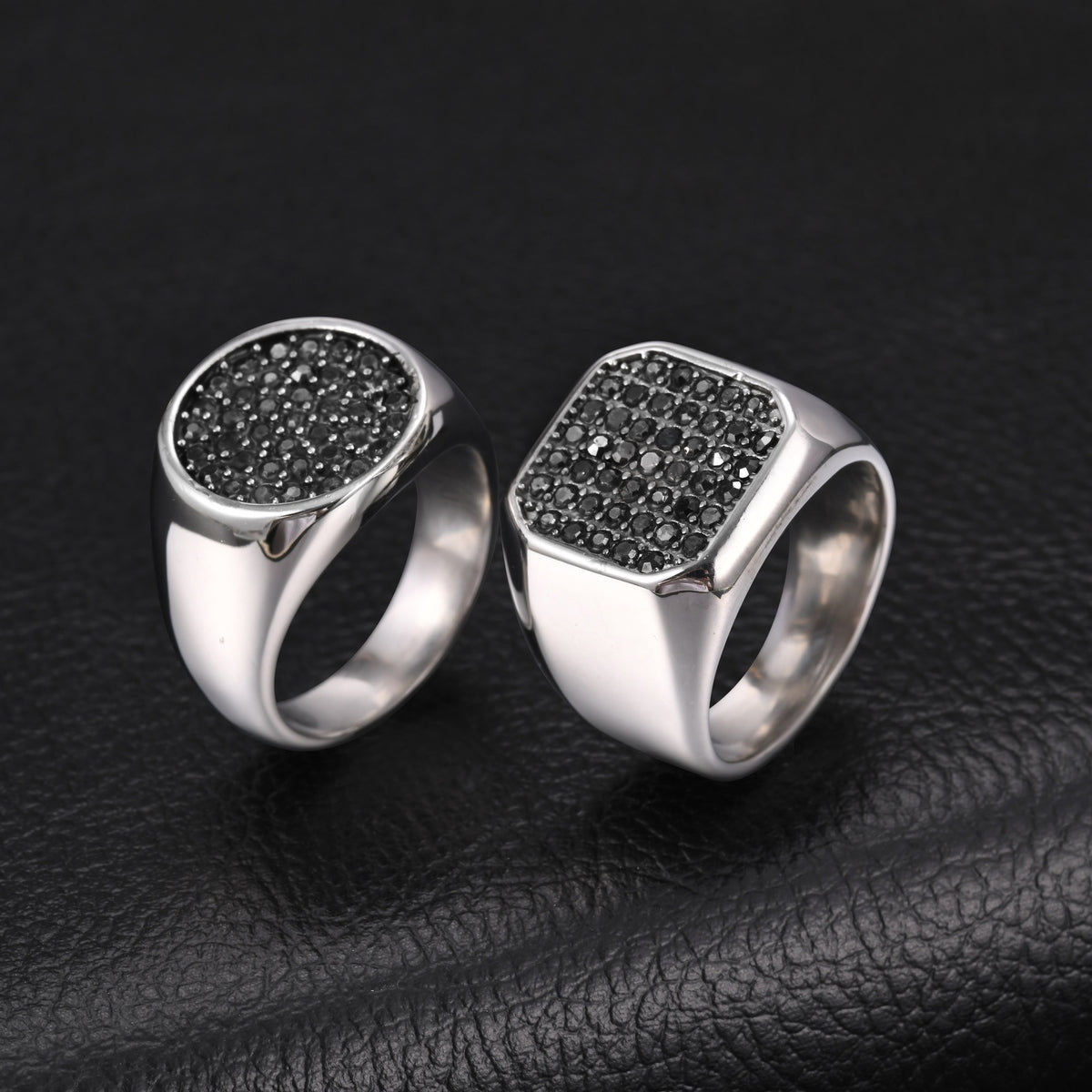 Stainless Steel Ring With Gray Zircon – Nightclub Hip Hop Hiphop