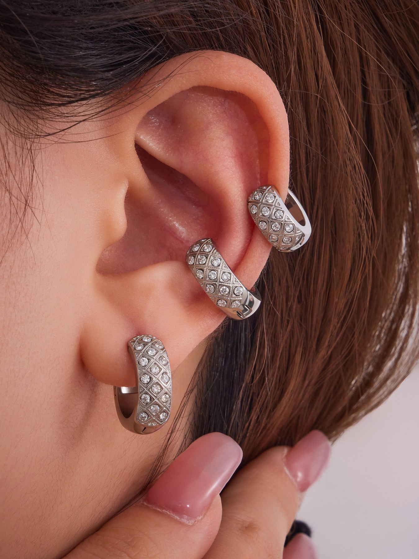 Planderful Zirconium Earrings Women 18K Gold Plated Rhombus