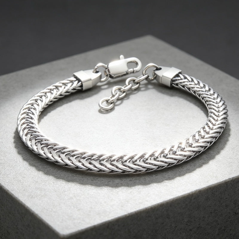 Encryption Keel Chain Adjustable Fox Tail Wheat Ear Woven Stainless Steel Unisex Bracelet