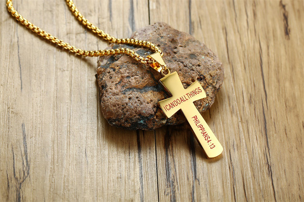 Sports Style Trendy Men's Stainless Steel Baseball Cross Pendant