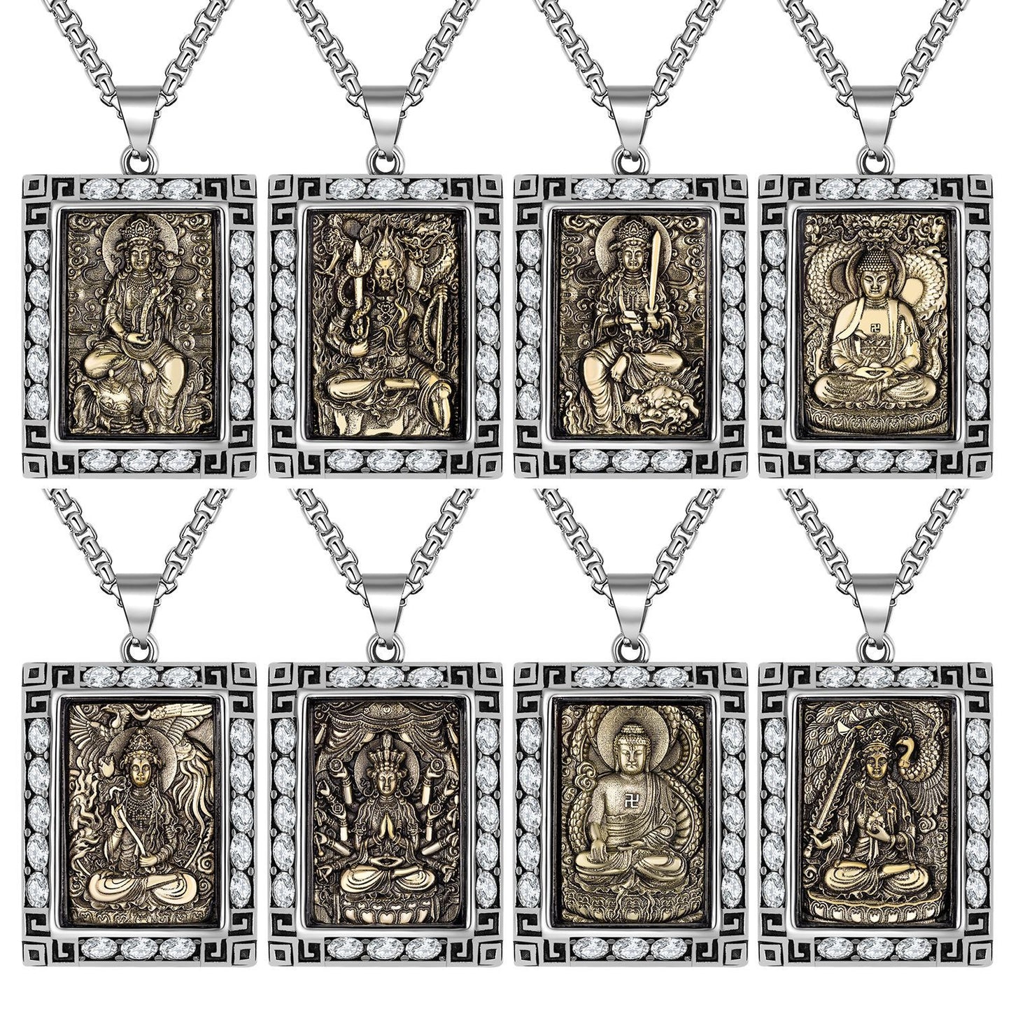 Zircon Necklace – Elegant Eight Patron Saints Pendant