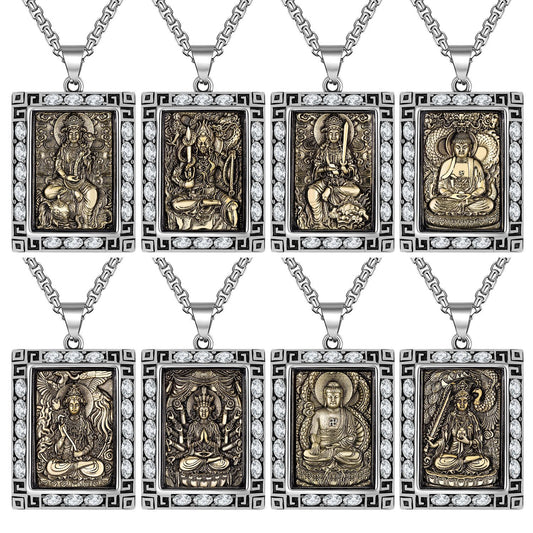 Zircon Necklace – Elegant Eight Patron Saints Pendant