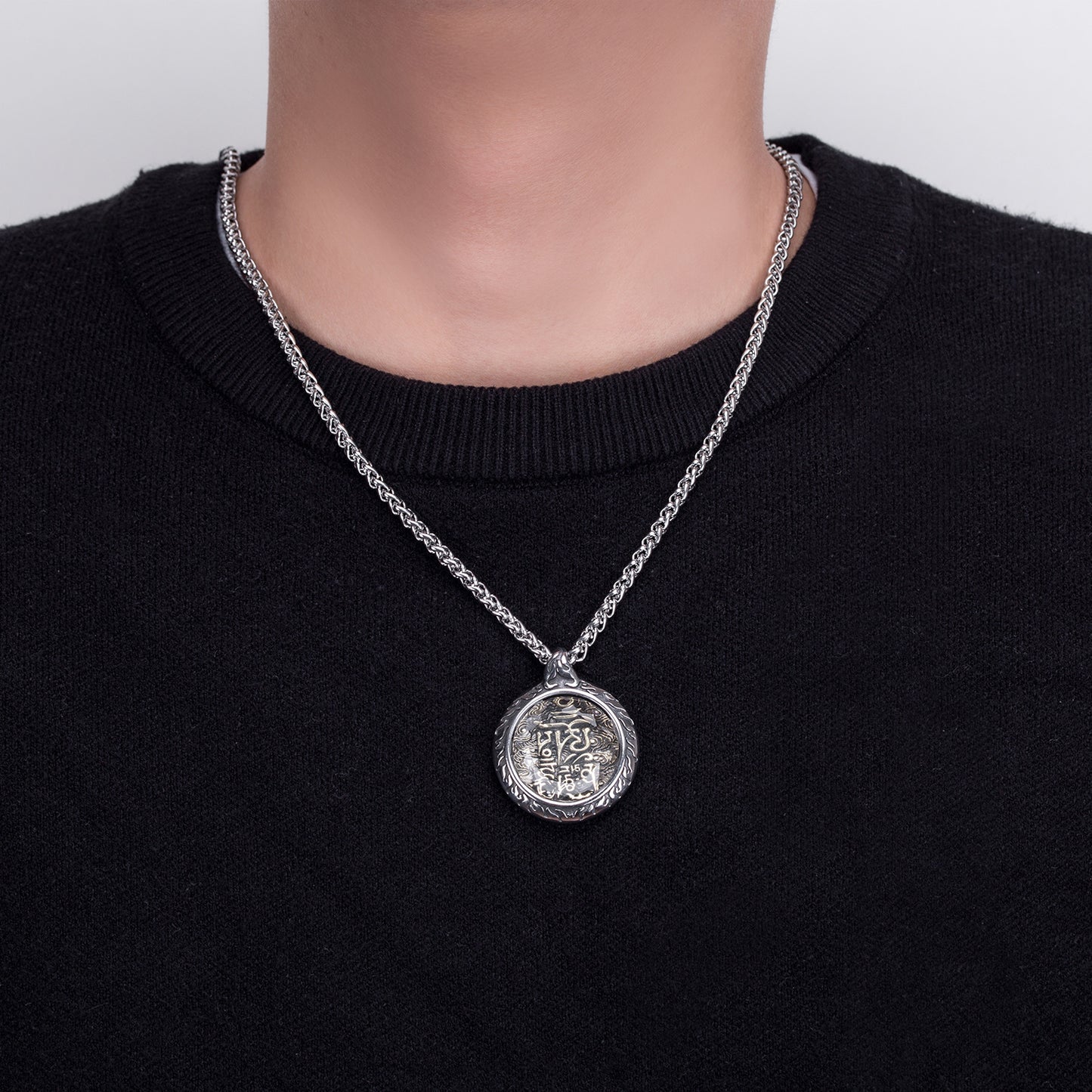 Steel Necklace – Statement Zodiac Buddha Pendant