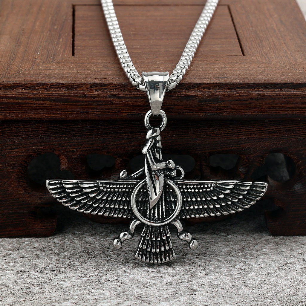 Vintage Egyptian Stainless Steel Men's Pendant Necklace