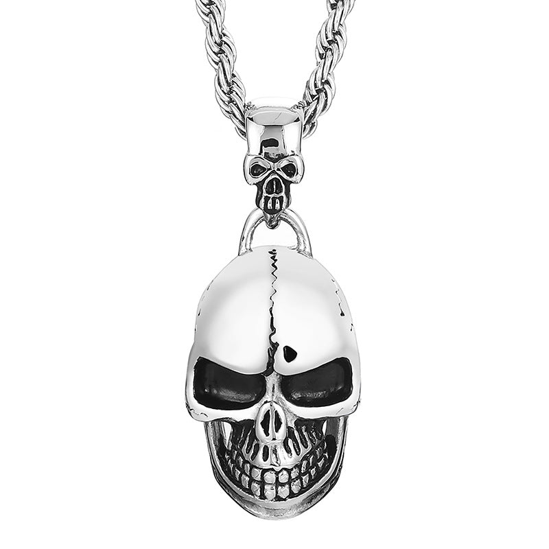 Trendy Men's Titanium Steel Skull Pendant - European, American & Caribbean Pirate Captain Design