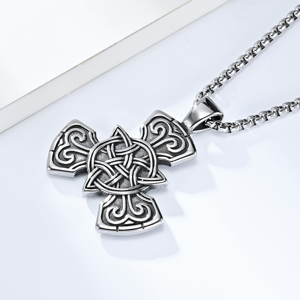 Planderful Viking Pendant Necklace For Men Stainless Steel Celtic Knot Nordic Jewelry