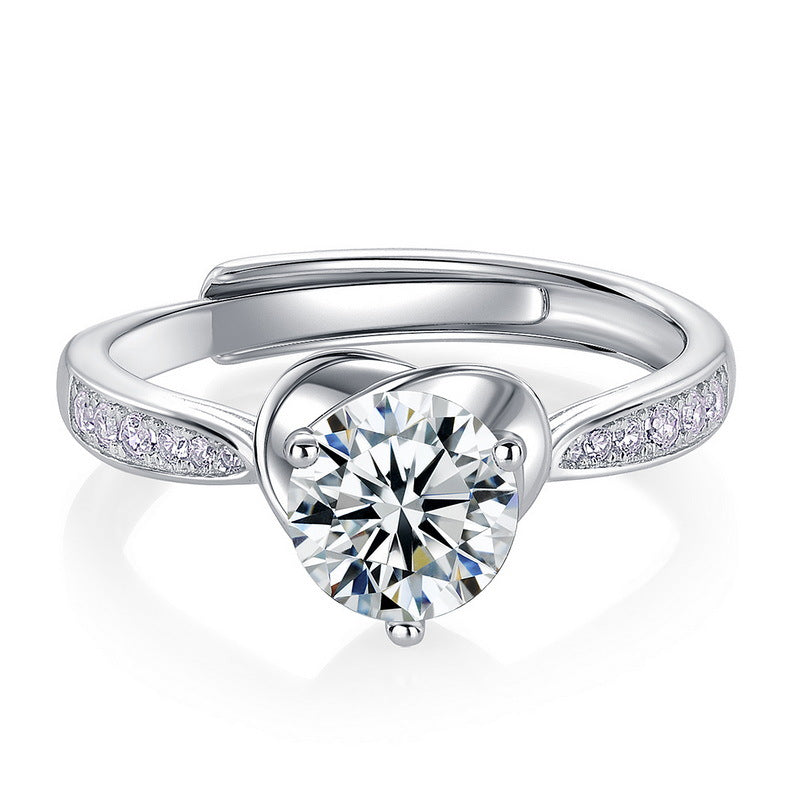 Planderful Classic Moissanite Sterling Silver Ring – 6.5 × 6.5 mm, 1 ct – Style 6