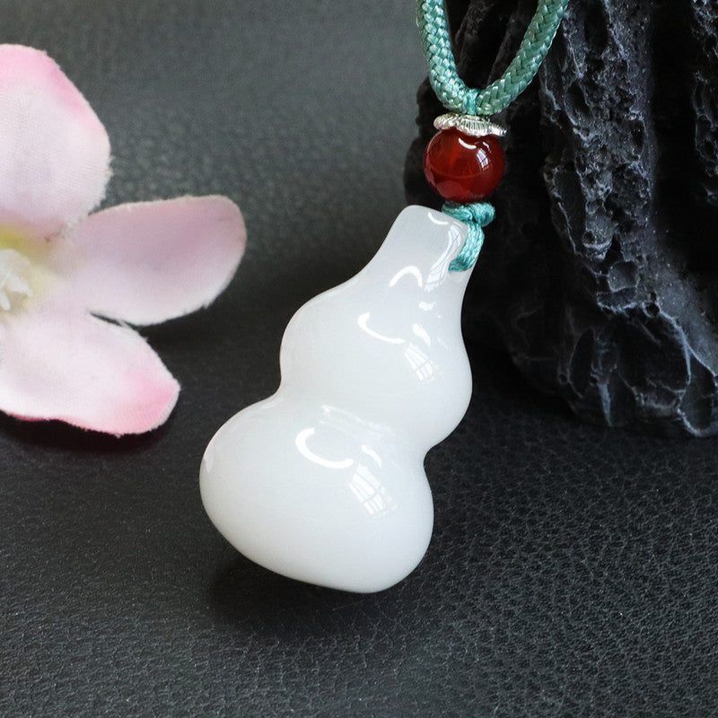 Golden Silk Jade Gourd Pendant