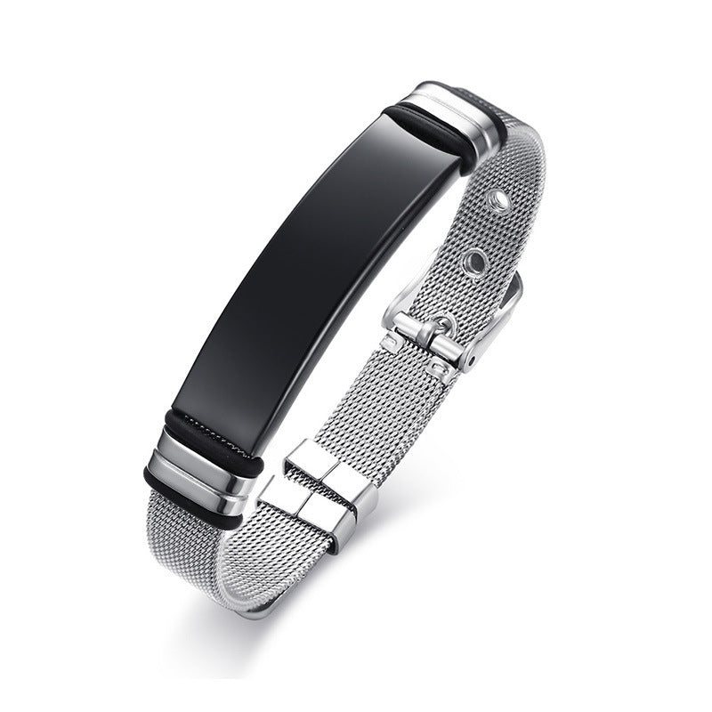 Stainless Steel Mesh Curved Brand Bracelet for Men