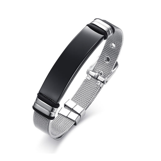Stainless Steel Mesh Curved Brand Bracelet for Men