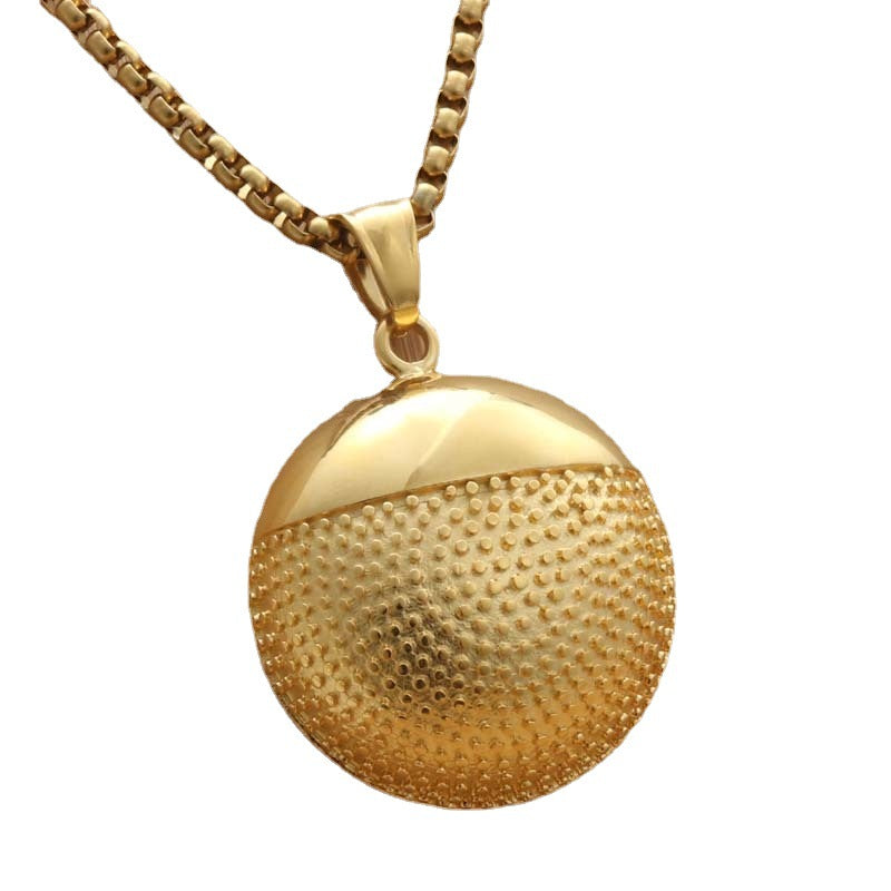 Trendy Titanium Steel Round Pendant Necklace for Men - Punk Style Retro Pot Design