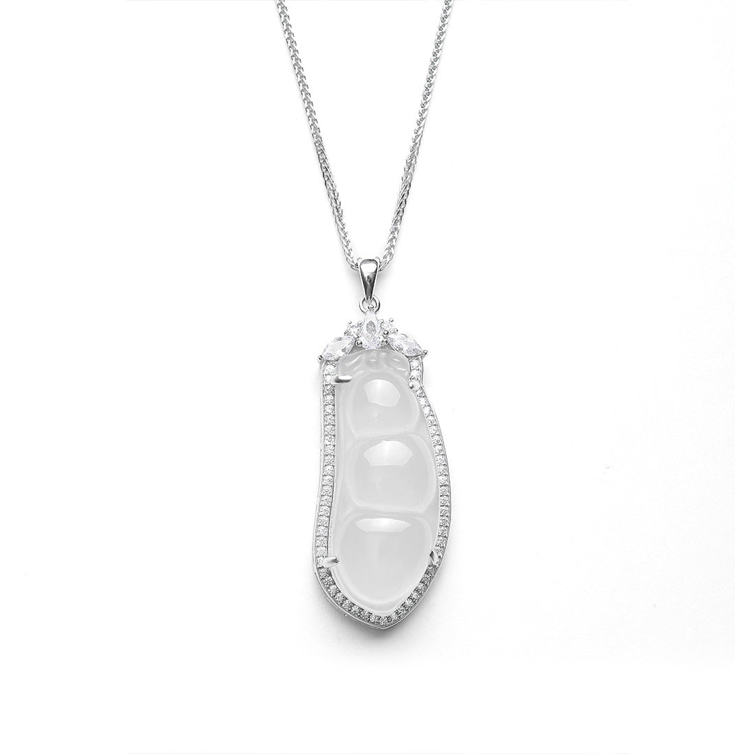 S925 Sterling Silver Natural Chalcedony Necklace