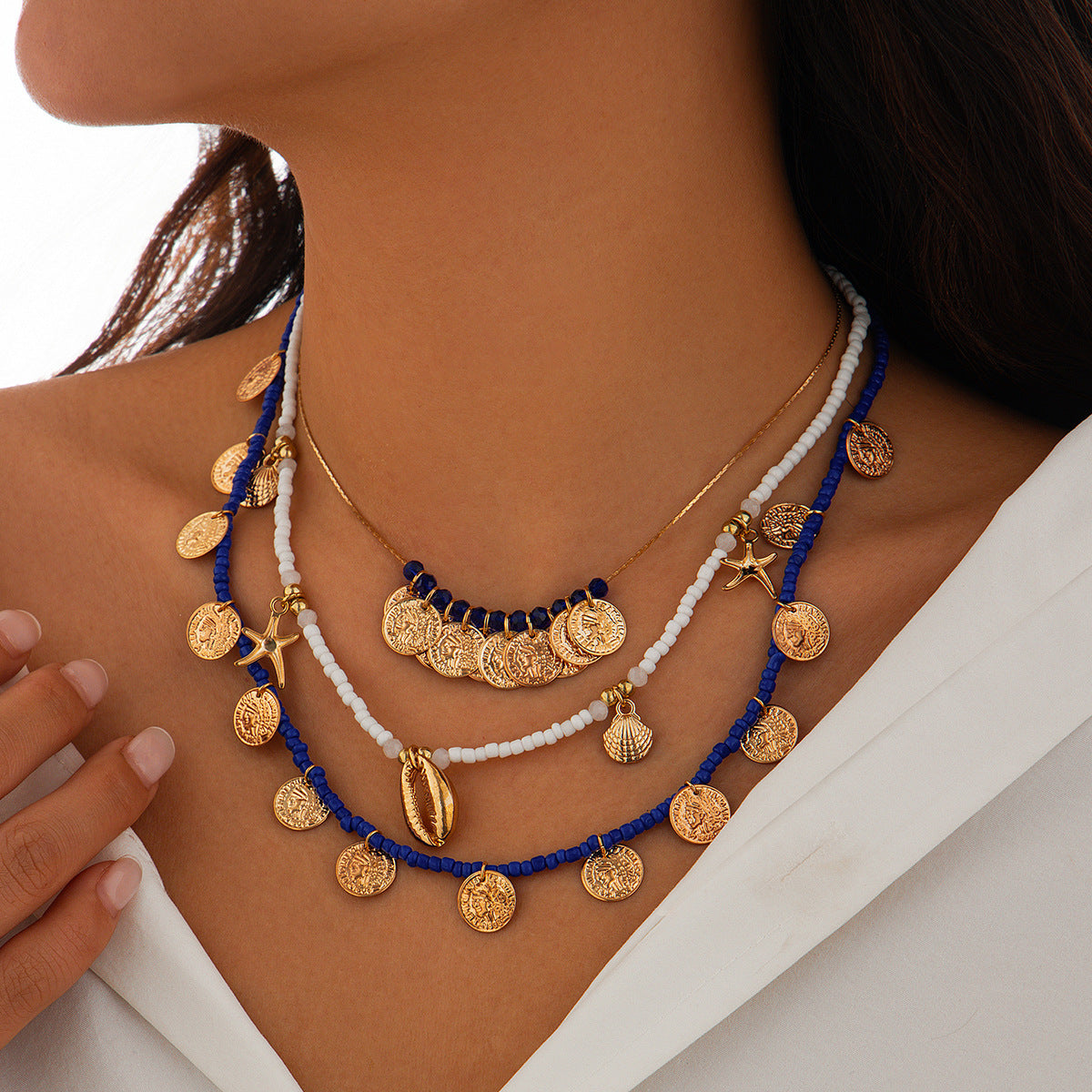 Vintage Portrait Coin Layered Necklace