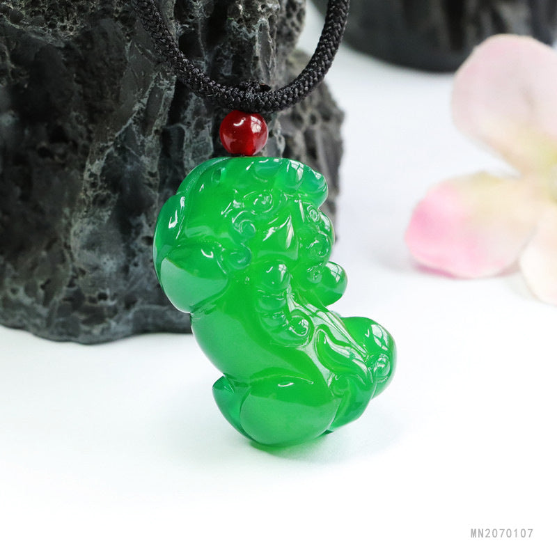 Green Chalcedony Pixiu Pendant