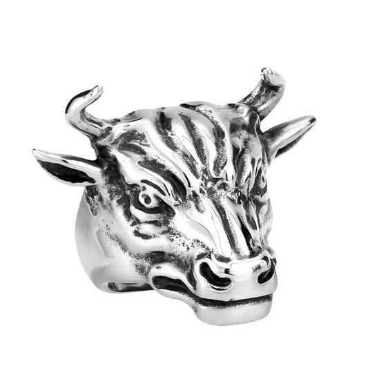 Men's Exaggerated Wall Street Bull's Head Titanium Steel Ring - Fashion Jewelry Wholesale