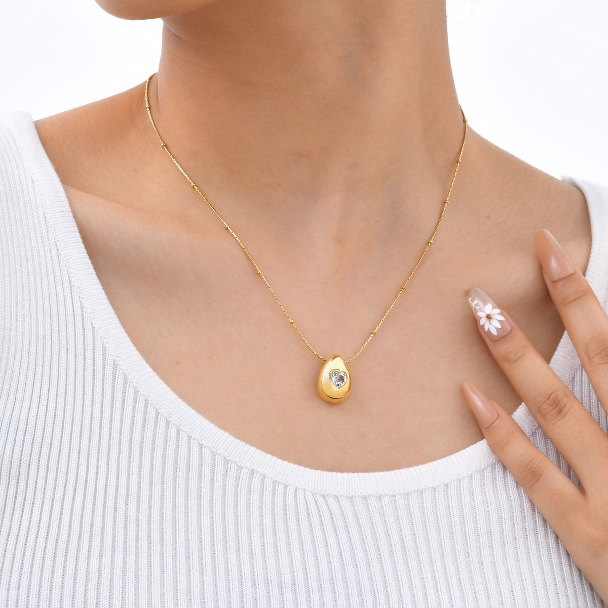 Heart Zircon Copper Necklace