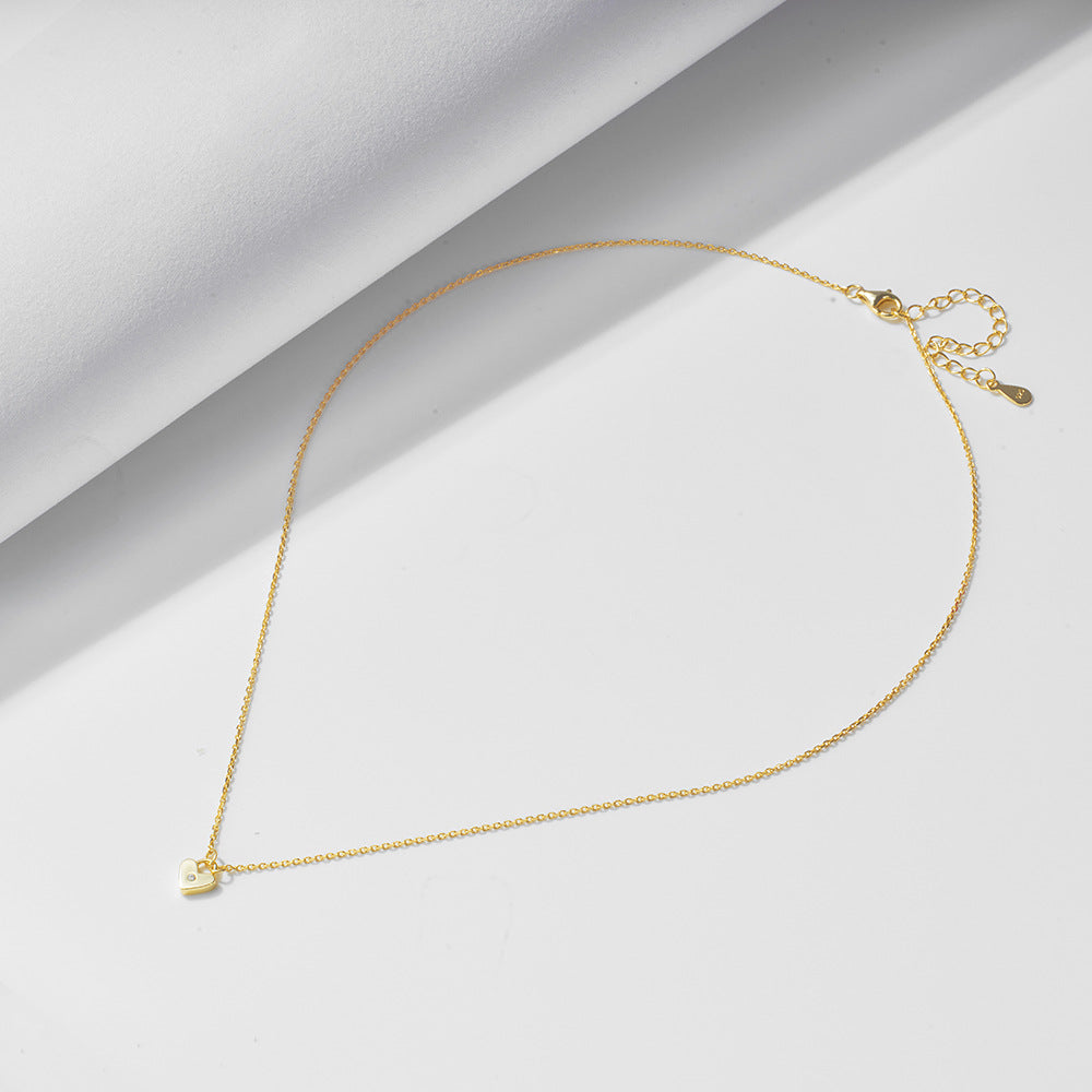 Heart-Shaped Sterling Silver Necklace, Style Creative Design Zircon