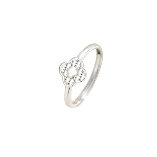 Sterling Silver Clover Ring For Women Adjustable Open Tail Elegant Luxury Planderful Collection