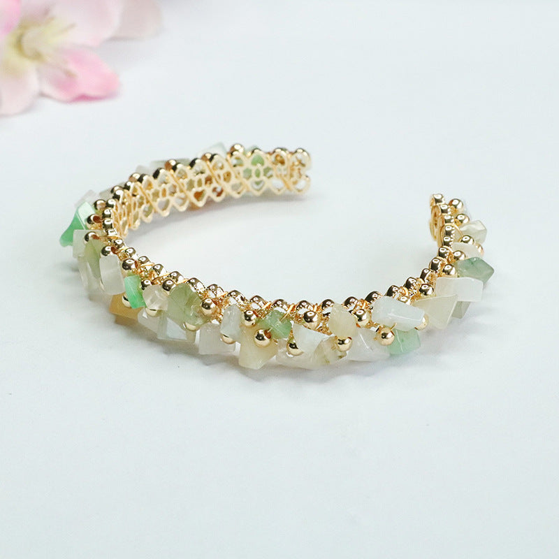 Multicolored Irregular Stone Bracelet with Natural Myanmar Jade
