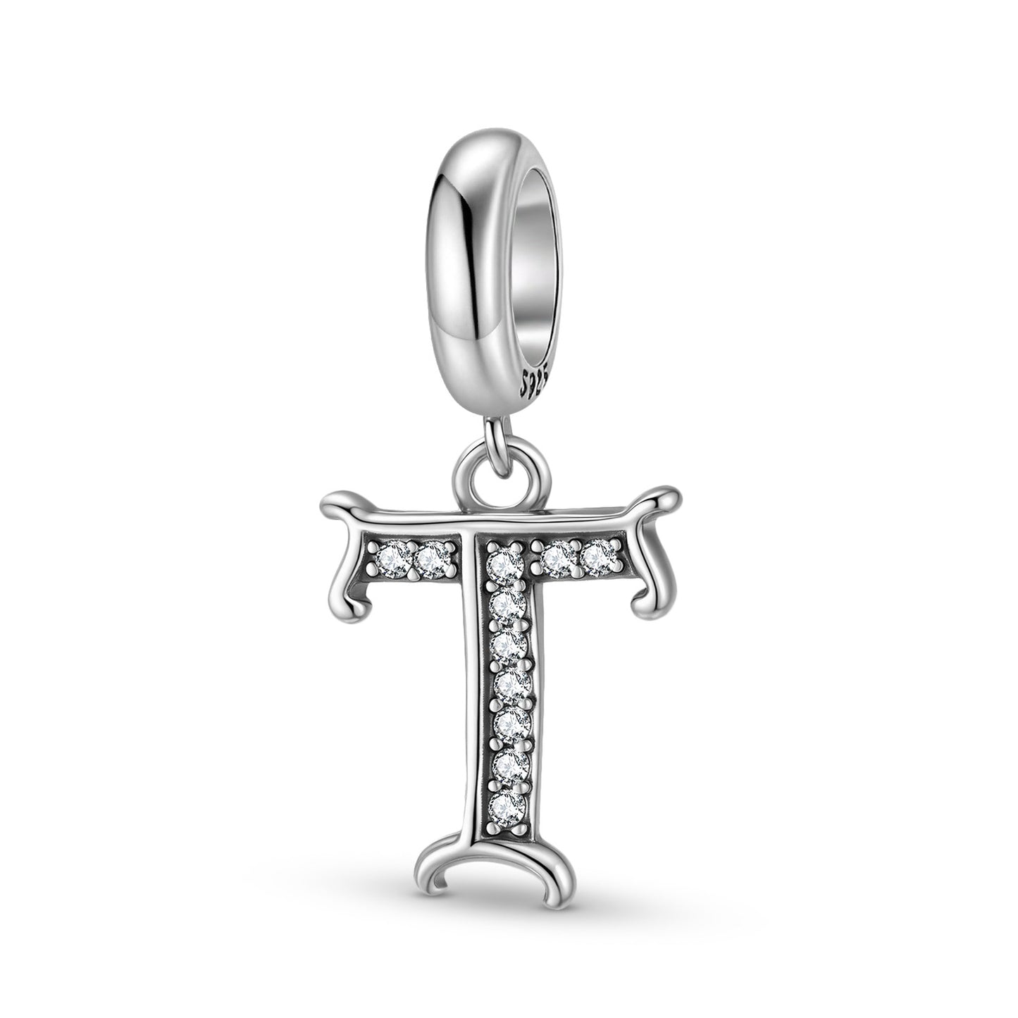 Planderful Jewelry 26 Letter Sterling Silver Pendant With Zircon Inlays Necklace