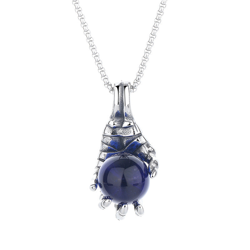 Steel Necklace – Statement Dragon Claw Pendant