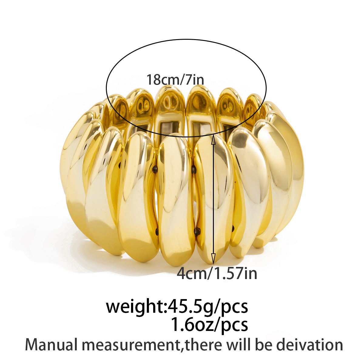 Planderful Vienna Verve Geometric Statement Bracelet For Women Bold Elastic Metal Jewelry