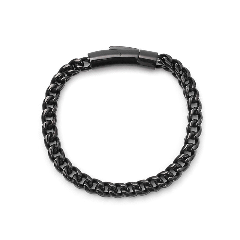 Planderful Jewelry Titanium Steel Bracelet With Round Front And Back Chain Design For Men