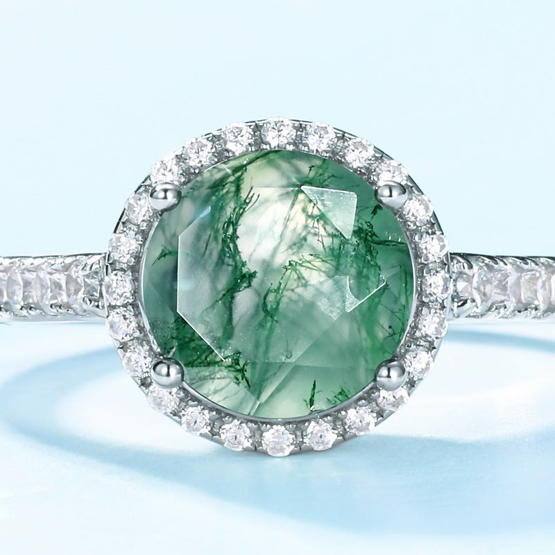 S925 Sterling Silver Moss Agate Signature Ring
