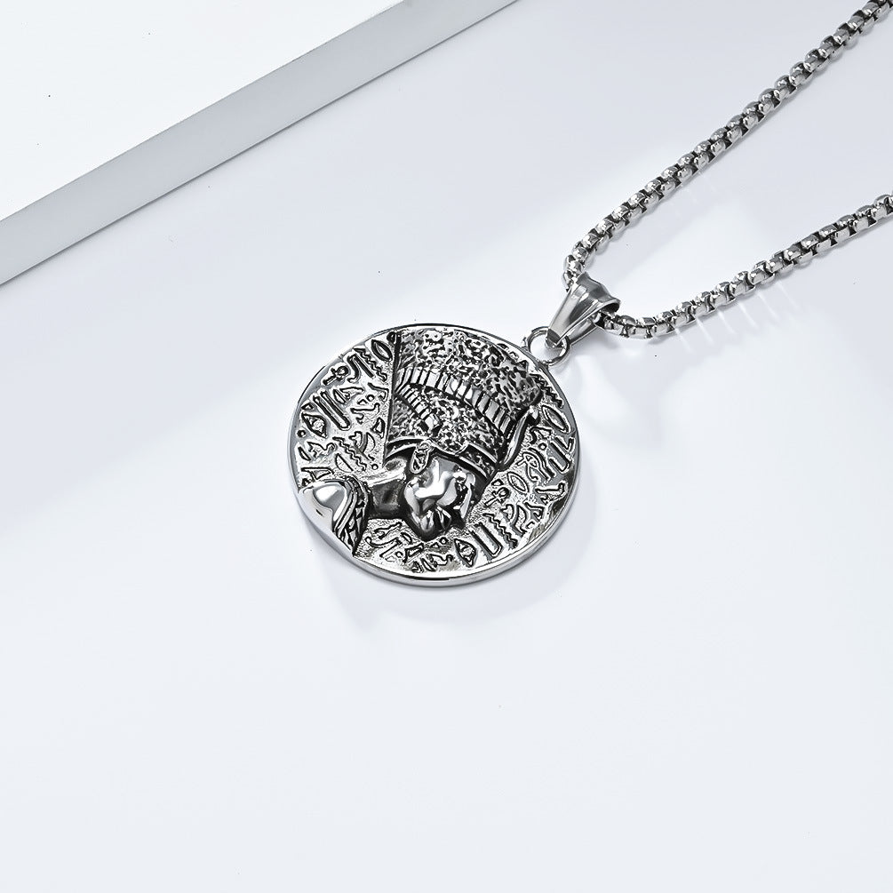 Planderful Nefertiti Titanium Steel Necklace Durable Retro Symbol For Egyptian History Lovers Everyday Genie
