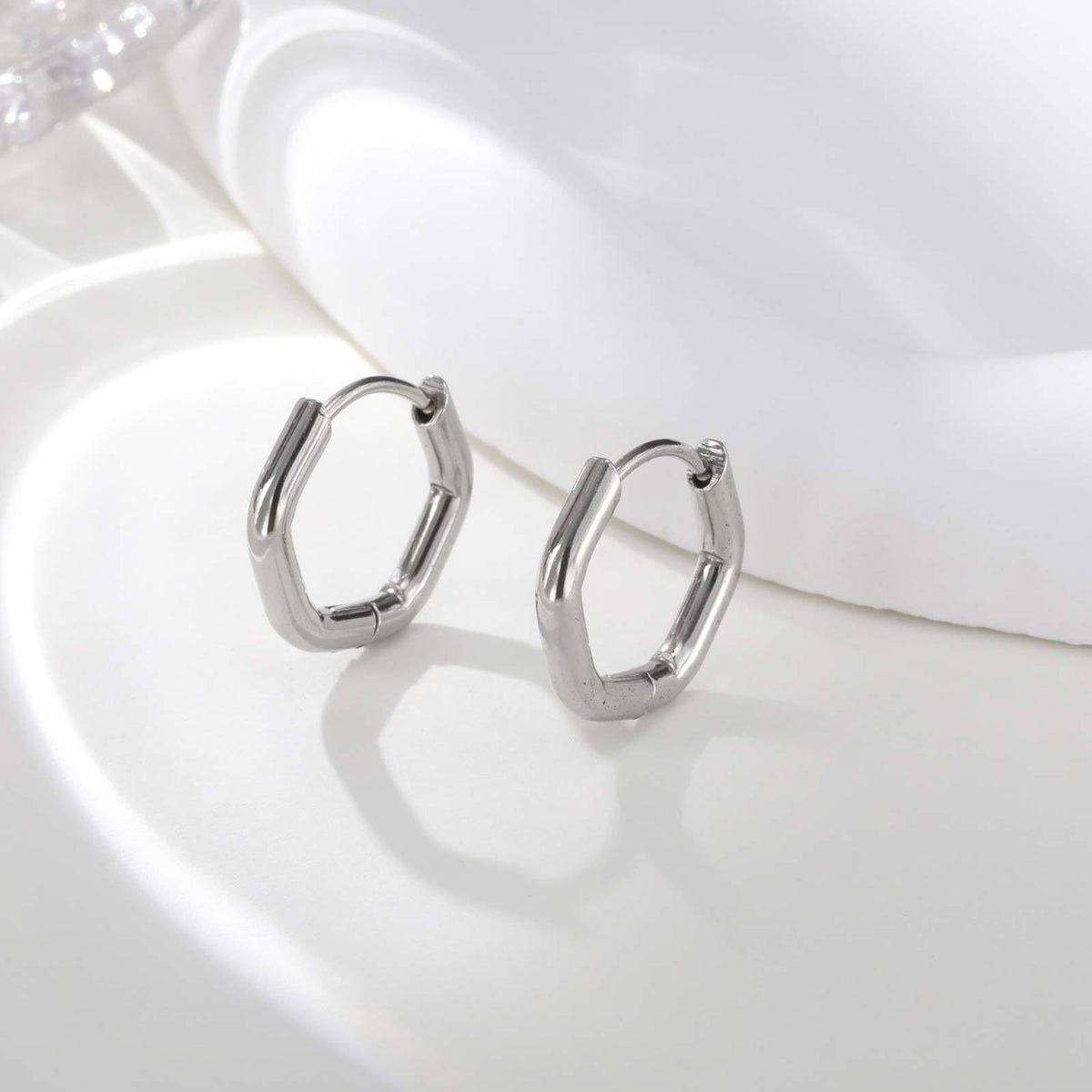 Sculpted Geometric Hinged Hoop Earrings
