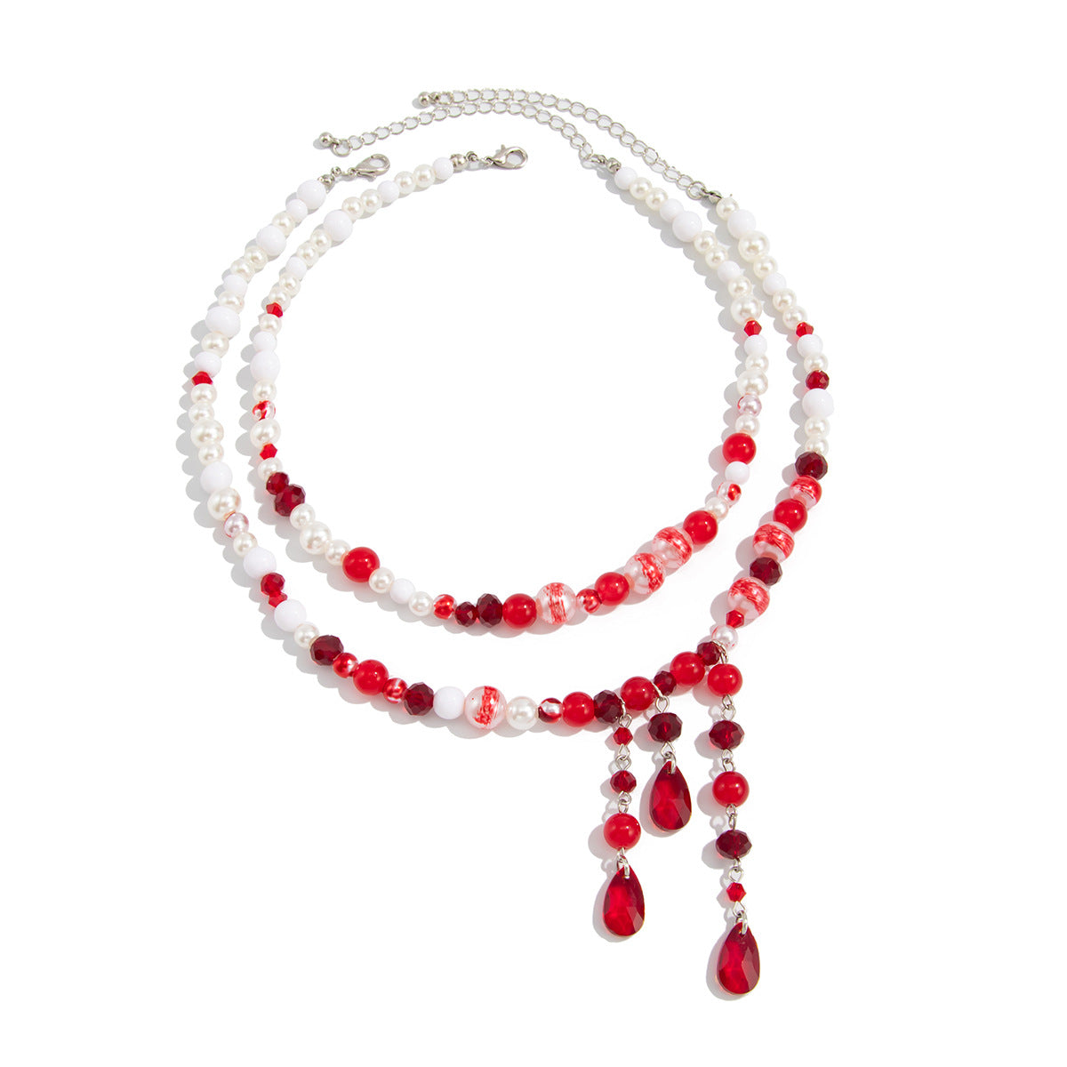 Gothic Pearl Blood-Drip Fringe Necklace