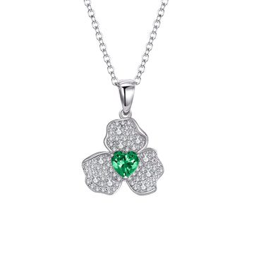 S925 sterling silver emerald three-dimensional clover necklace femininity light luxury high-end jewelry Qixi Festival gift