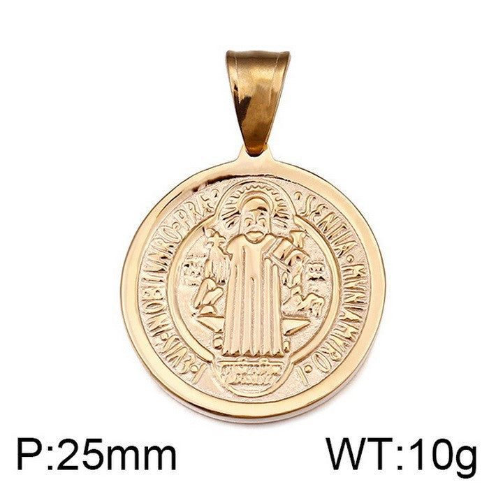Niche Design St. Christopher'S Titanium Steel Pendant, Men's And Women'S Titanium Steel Necklace,