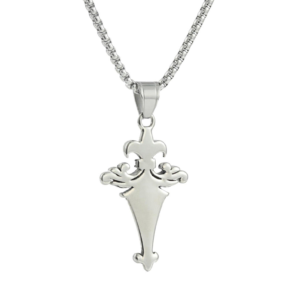 European And American Stainless Steel Turquoise Pendant Necklace