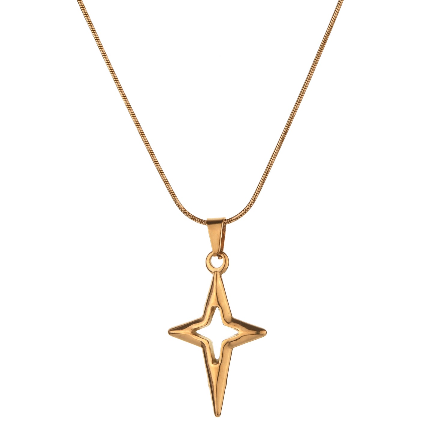 Planderful Jewelry Star Pendant Necklace Steel Chain