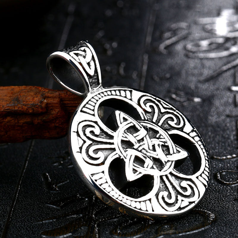 Nordic Viking-Inspired Stainless Steel Pendant with Celtic Knot Design for Men