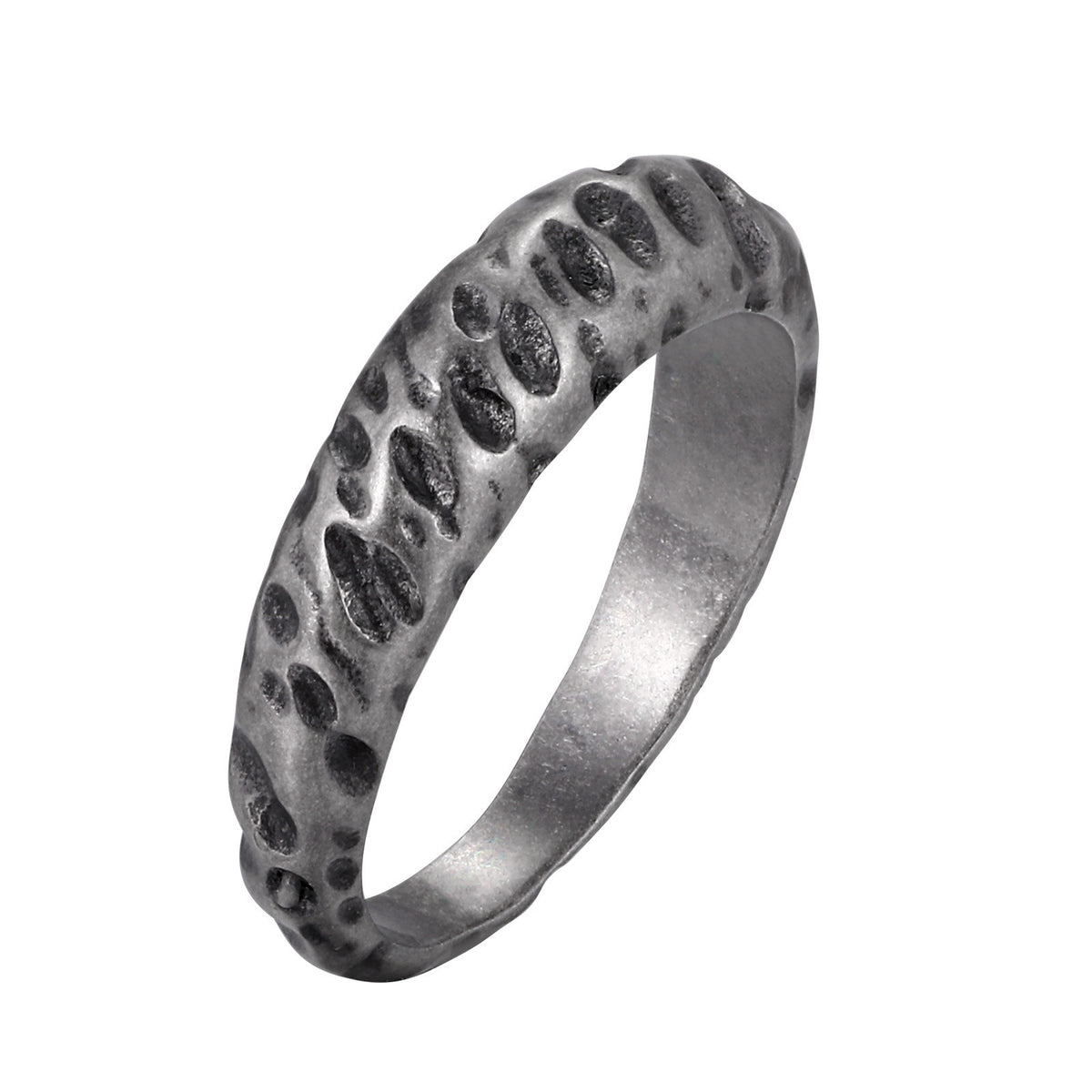 Karst Ring Stainless Steel Irregular Depression Silver