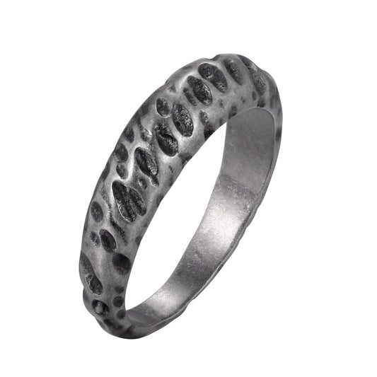 Karst Ring Stainless Steel Irregular Depression Silver