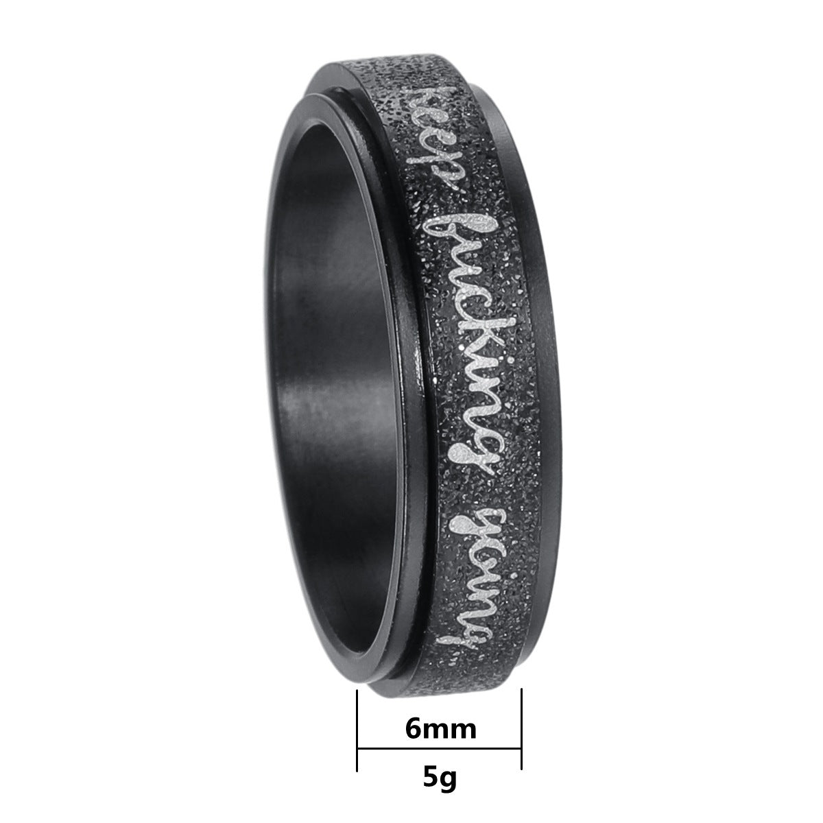 Planderful Collection Everyday Genie Rotatable Pearl Sand Titanium Steel Ring Unisex Durable For Men Women