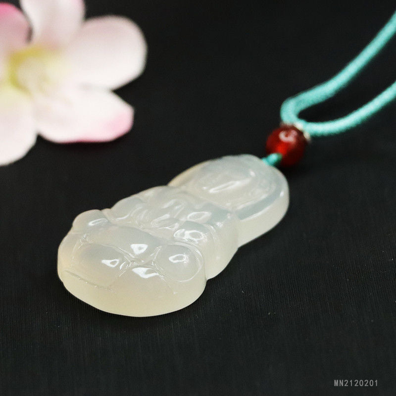 White Chalcedony Guanyin Pendant