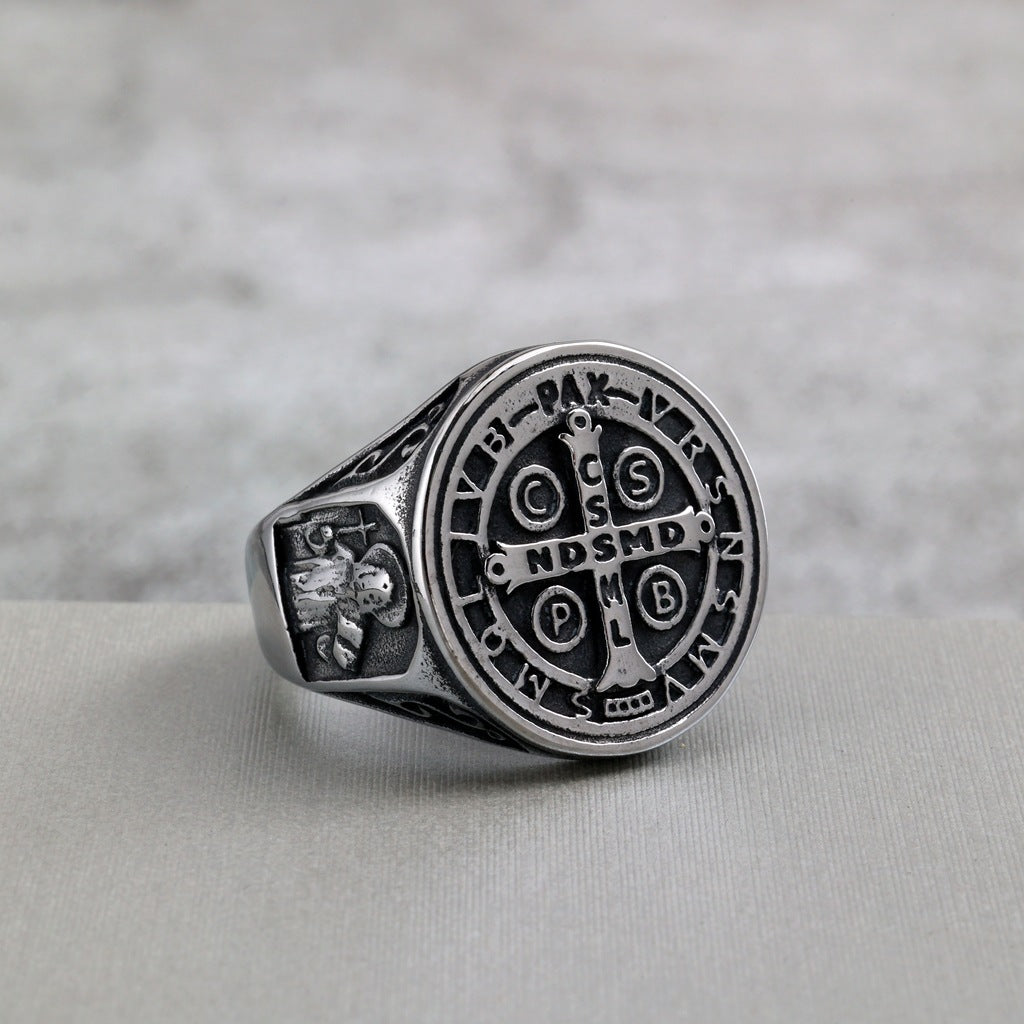 Vintage Cross Stainless Steel Men's Ring