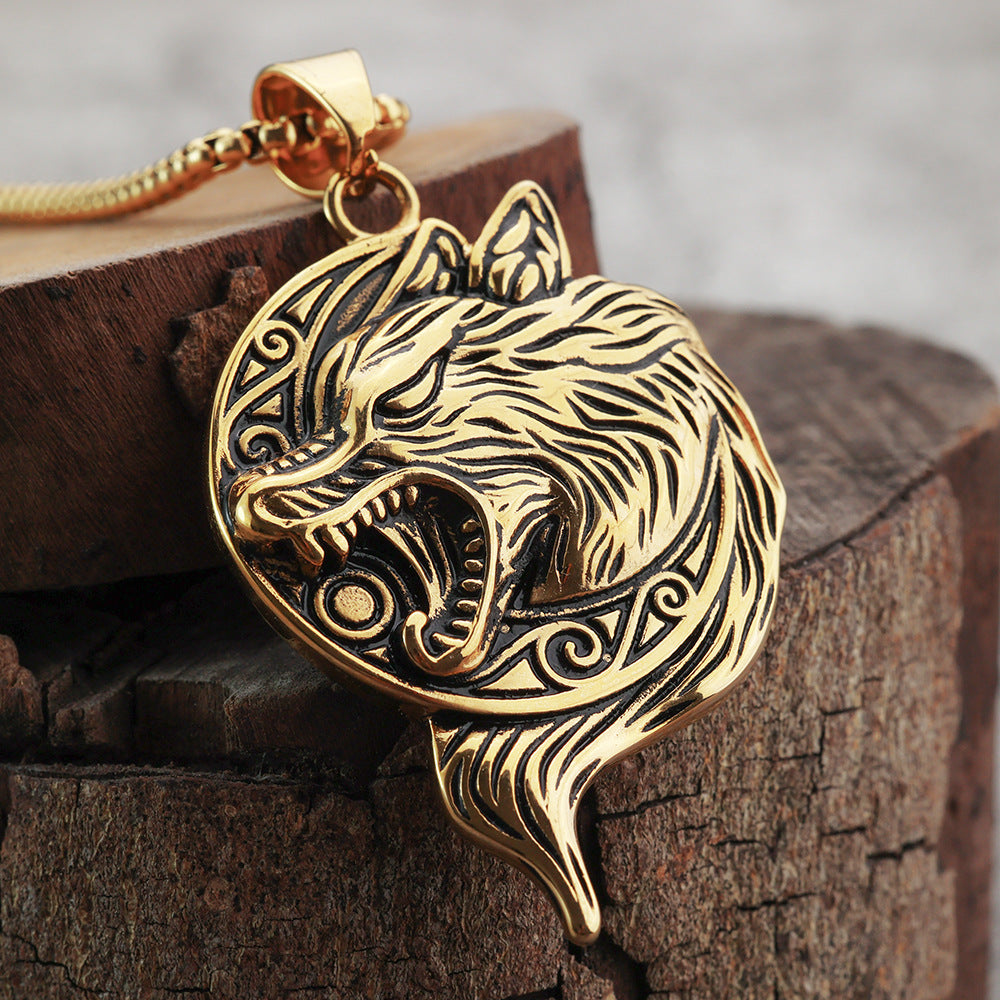 Punk Viking Wolf Stainless Steel Men's Pendant Necklace