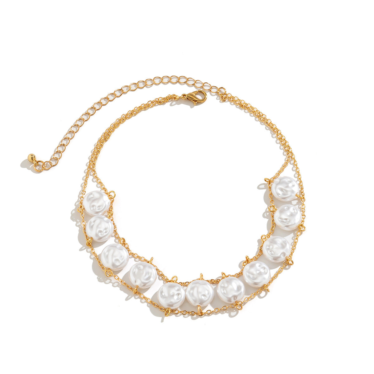Flat Round Pearl Necklace with Choker Chain - Vienna Verve Collection