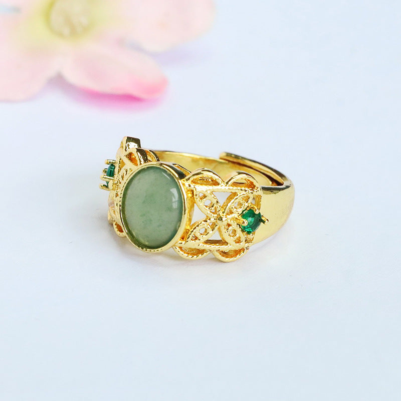 Blue-Water Jadeite Butterfly Dance Ring