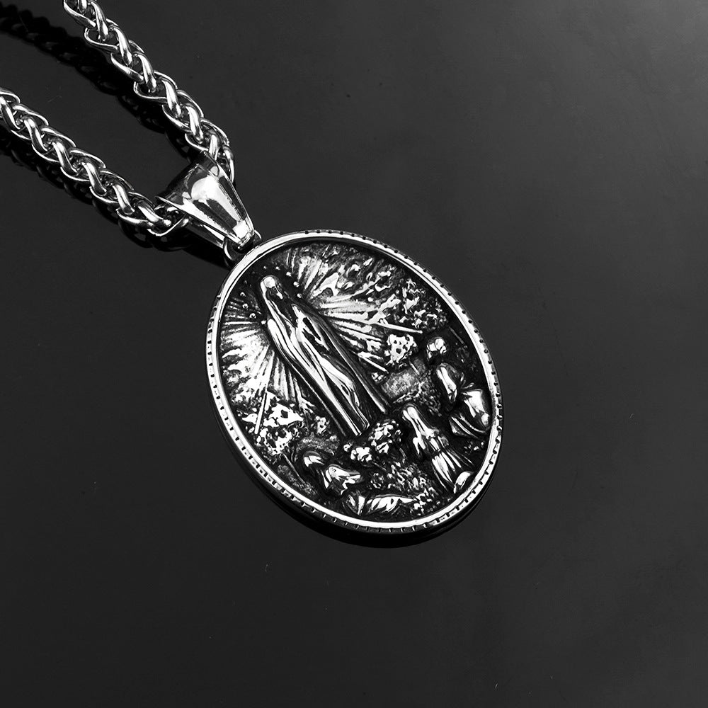 European And American Retro Men's Jewelry Virgin Mary Pendant Necklace