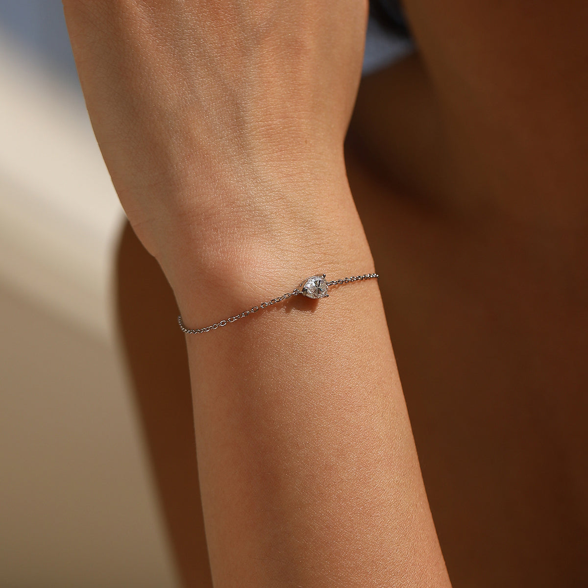 925 Sterling Silver Teardrop Moissanite Bracelet